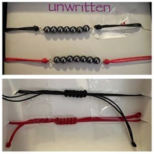 Unwritten Adjustable Bracelet & Sterling Silver Red/ Black